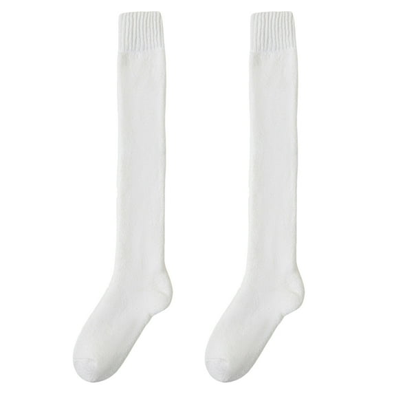 HUANLEDASH 1 Pair Women Winter Socks Over Knee Socks Anti-slip Wool Blend Solid Color Warm Thickened Stockings Warmth Socks for Various Occasions