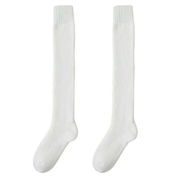 HUANLEDASH 1 Pair Women Winter Socks Over Knee Socks Anti-slip Wool Blend Solid Color Warm Thickened Stockings Warmth Socks for Various Occasions