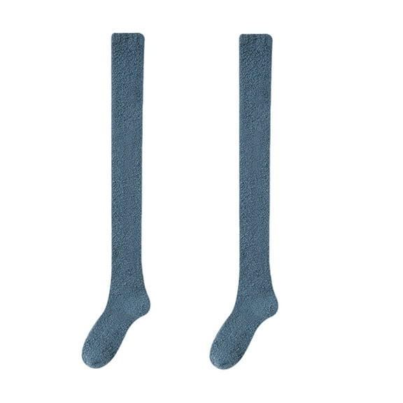 HUANLEDASH 1 Pair Women Winter Socks Tihick Plush Over Knee Socks Anti-slip Coral Fleece Solid Color Warm Thickened Stockings Warmth Socks for Various Occasions