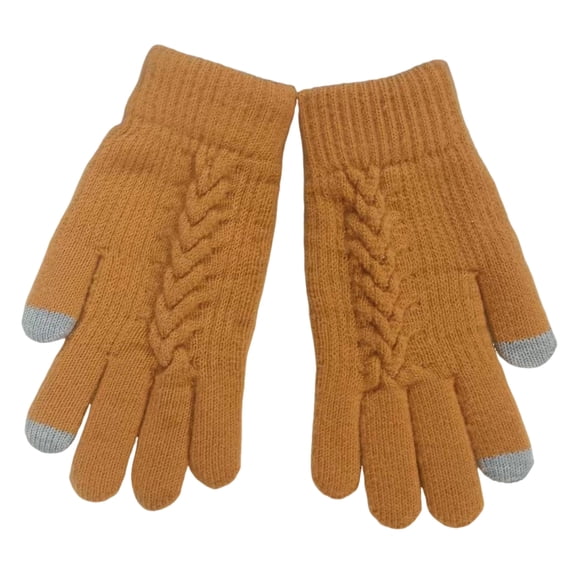 HUANLEDASH 1 Pair Women Winter Warm Gloves Solid Color Cold Prevention Windproof Thickened Riding Touch Screen Gloves