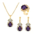 thumbnail image 1 of HUANLEDASH 1 Set Jewelry Set Rhinestone Earrings Necklace Color Matching Adjustable Length Polished Prom Party Wedding Party Bride Jewelry Necklace Earrings Ring Set, 1 of 1