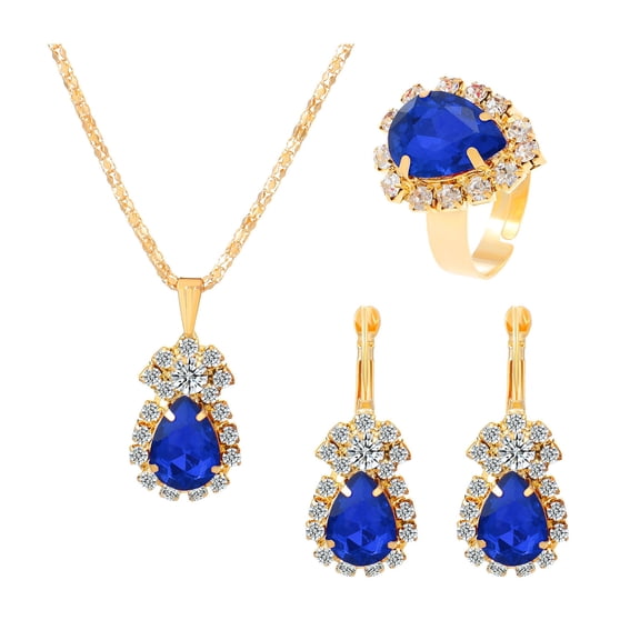 HUANLEDASH 1 Set Jewelry Set Rhinestone Earrings Necklace Color Matching Adjustable Length Polished Prom Party Wedding Party Bride Jewelry Necklace Earrings Ring Set