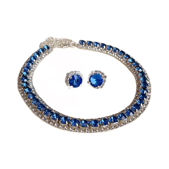 HUANLEDASH 1 Set Necklace Earring Set Vintage Cubic Zirconia Adjustable Length Contrast Color Bride Jewelry Set Prom Party Wedding Ear Studs