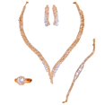 thumbnail image 1 of HUANLEDASH 1 Set Women Jewelry Set Luxury Elegant Shiny Full Rhinestones Inlaid Sparkling Dress Up Gift Simple Bridal Necklace Bracelet Earrings Ring Set Wedding Supplies, 1 of 1