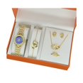 thumbnail image 1 of HUANLEDASH 1 Set Women Jewelry Set with Gift Box Complete Collection of Quartz Watch Necklace Bracelet Ring Earrings Set Rhinestone Golden Jewelry, 1 of 1