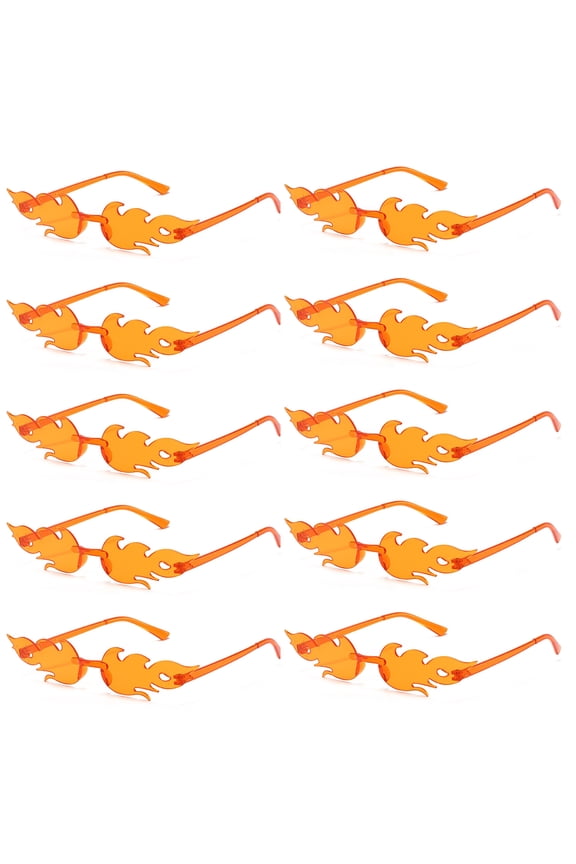 10 Pairs Decorative Glasses Flame Shape with Nose Pads Distortion-Free Lenses Men And Women Photo Prop Glasses for Stage Performance Eyewear for Outdoor Activities