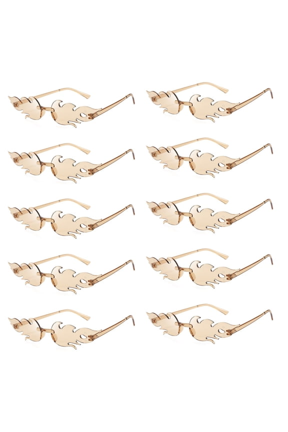 10 Pairs Decorative Glasses Flame Shape with Nose Pads Distortion-Free Lenses Men And Women Photo Prop Glasses for Stage Performance Eyewear for Outdoor Activities