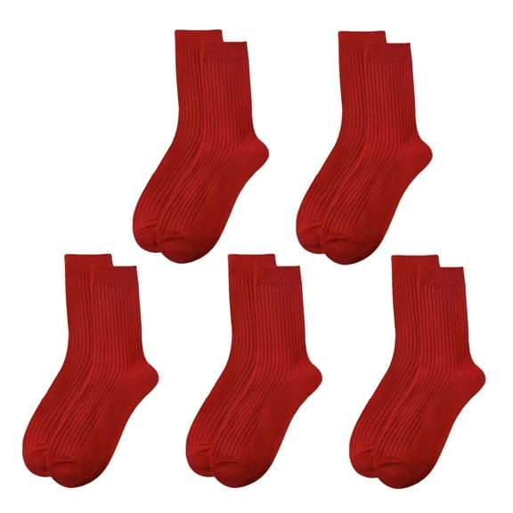 HUANLEDASH 10 Pairs Unisex New Year Red Socks Chinese Embroidery Mid-tube Elastic Anti-slip Prosperity Auspiciousness Symbol Sweat Absorption Men Celebrations Socks