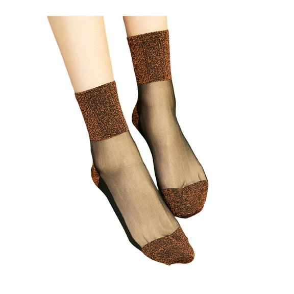 HUANLEDASH 10 Pairs Women's Sheer Glitter Ankle Socks Silky Transparent Sparkly Socks Ultrathin Shiny Short Socks for Spring Summer