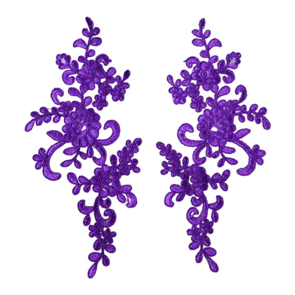 HUANLEDASH 2 Pcs Embroidery Lace Applique Sewing Flower Fabric Collar Patch Motif Wedding Gown Dress Bridal DIY Crafts for Daily Wear Tailor Shops