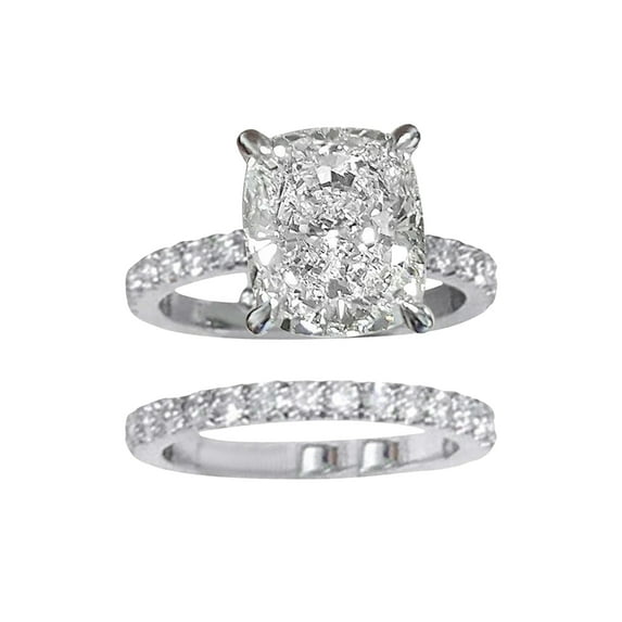 HUANLEDASH 2 Pcs/Set Couple Ring Set Geometric Cubic Zirconia Wedding Bridal Matching Ring Electroplated Copper Birthday Anniversary Present Finger Rings
