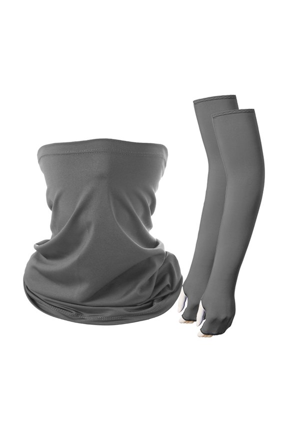 2 Pcs/Set Summer Sunscreen Sleeve And Scarf Set Ice Silk Good Breathability Quick-drying Dustproof Face Shield Unisex Cycling Desert Adventure Arm Covers