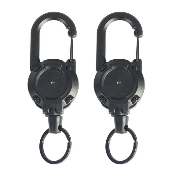 HUANLEDASH 2Pcs Heavy Duty Retractable Keychain Badge Holder Multi Tool Carabiner Clip Keys Badges Tactical ID Reel with Retractable Cord