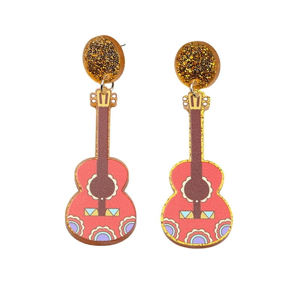 HUANLEDASH 2Pcs Mexican Carnival Stud Earrings Colorful Hats Violin Design Various Styles Mexican Earrings for Women