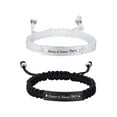thumbnail image 1 of HUANLEDASH 2Pcs/Set Couple Bracelet Stainless Steel Carved Letter Plate Braided Bracelet Black White Rope Matching Bracelet Jewelry Accessories, 1 of 1