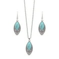 thumbnail image 1 of HUANLEDASH 2Pcs/Set Ethnic Style Faux Turquoise Necklace Earrings Set Women Shining Rhinestones Inlaid Pendant Necklace Hook Earrings Jewelry Set, 1 of 1