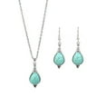 thumbnail image 1 of HUANLEDASH 2Pcs/Set Ethnic Style Faux Turquoise Necklace Earrings Set Women Shining Rhinestones Inlaid Pendant Necklace Hook Earrings Jewelry Set, 1 of 1