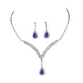 thumbnail image 1 of HUANLEDASH 2Pcs/Set Jewelry Set Water Drop Design Shiny Rhinestones Necklace Dangle Earrings Set Luxurious Sparkling Necklace Earrings Set, 1 of 1