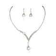 thumbnail image 1 of HUANLEDASH 2Pcs/Set Jewelry Set Water Drop Design Shiny Rhinestones Necklace Dangle Earrings Set Luxurious Sparkling Necklace Earrings Set, 1 of 1