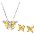 thumbnail image 1 of HUANLEDASH 2Pcs/Set Necklace Earrings Set Shiny Rhinestones Butterflies Shape Pendant Necklace Stud Earrings Set Jewelry Gift, 1 of 1
