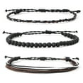 thumbnail image 1 of HUANLEDASH 3 Pcs/Set Friendship Bracelets Wax Line Braided Vintage Lightweight Natural Stone Beaded Healing Adjustable Wrist Bracelet Set Holiday Gift, 1 of 1