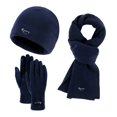 thumbnail image 1 of HUANLEDASH 3 Pcs/Set Unisex Winter Beanie Scarf Gloves Set Thick Flece Warm Cap Gloves Elastic Touchscreen Windproof Winter Outdoor Cycling Dome Neck Wrap Set, 1 of 1