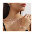 thumbnail image 1 of HUANLEDASH 3 Pcs/Set Women Jewelry Set Rhinestone Choker Hanging Earrings Bracelet Set Adjustable Extension Chain Prom Party Bride Wedding Jewelry, 1 of 1