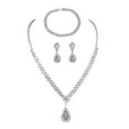 thumbnail image 1 of HUANLEDASH 3 Pcs/Set Women Jewelry Set Rhinestone Necklace Bracelet Earrings Prom Wedding Party Bride Water Drop Dangle Earrings Formal Occasions Neck Jewelryy, 1 of 1