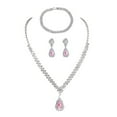 thumbnail image 1 of HUANLEDASH 3 Pcs/Set Women Jewelry Set Rhinestone Necklace Bracelet Earrings Prom Wedding Party Bride Water Drop Dangle Earrings Formal Occasions Neck Jewelryy, 1 of 1