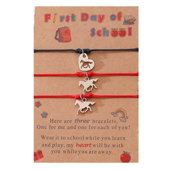 HUANLEDASH 3Pcs Rope Bracelets with Horse-Shaped Pendant Lightweight Adjustable Friendship Bracelet Bangle for Men Women