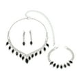 thumbnail image 1 of HUANLEDASH 3Pcs/Set Necklace Earrings Set Shiny Rhinestones Waterdrop Shape Adjustable Necklace Bracelet Dangle Earrings Set, 1 of 1