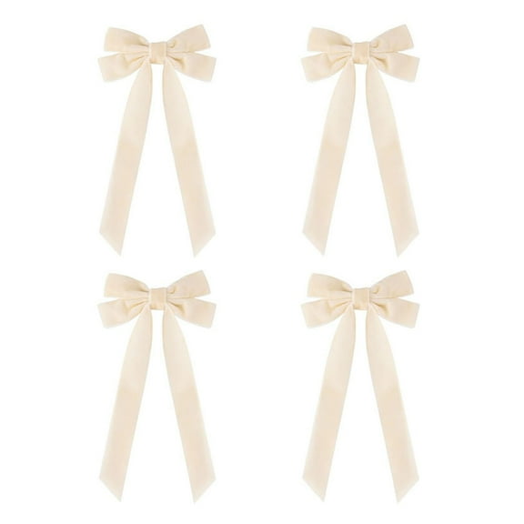 HUANLEDASH 4Pcs Christmas Velvet Bow Ribbon Gifts Garlands Windows Doors Walls Stairs Bow Embellishments Handmade Decoration