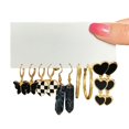 thumbnail image 1 of HUANLEDASH 5 Pairs Drop Earrings Geometric Black White Checkerboard Butterflies Faux Pearl Love Heart Women Hoop Earrings Fashion Jewelry, 1 of 1