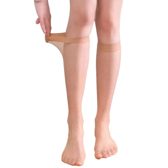 HUANLEDASH 5 Pairs Women Stockings Ultra-thin See-through High Elasticity Anti-slip Solid Color Soft Breathable Quick Dry Lady Calf Length Long Socks