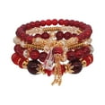 thumbnail image 1 of HUANLEDASH 5 Pcs Women Bracelets Faux Crystal Smooth Multi Pendant Jewelry Retro Bohemian Style with Elastic Cord Multi-layered Stackable Bracelet Set, 1 of 1