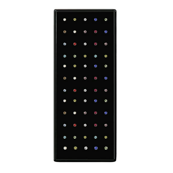HUANLEDASH 60Pcs Nose Rings Piercing Attractive Rhinestone Comfortable to Wear Shiny Body Jewelry Hypoallergenic Stainless Steel Nose Studs Rings Jewelry Accessory