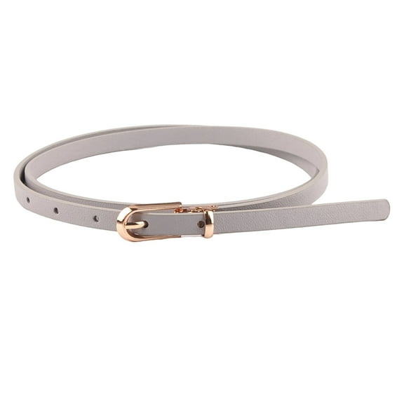 HUANLEDASH Adjustable Multi Holes Women Belt Faux Leather Alloy Buckle Thin Belt Clothes Ornament
