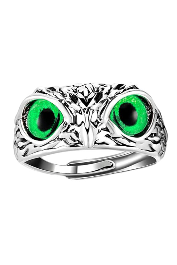 Adjustable Owl Ring with Big Eyes Ultralight Simple Style Finger Band Women Men Engagement Wedding Ring Jewelry Gift