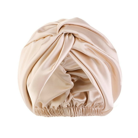HUANLEDASH Adjustable Satin Faux Silk Bonnet Front Knot Back Adjustable Buckle Large Long Curly Hair Wrap Elastic Drawstring Beauty Hat