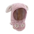thumbnail image 1 of HUANLEDASH Autumn Winter Children Hat with Clear Face Guard Cartoon Bear Ear Shape Thickened Plush Hat Boys Girls Scarf Ear Protection One-Piece Headgear Hat, 1 of 1