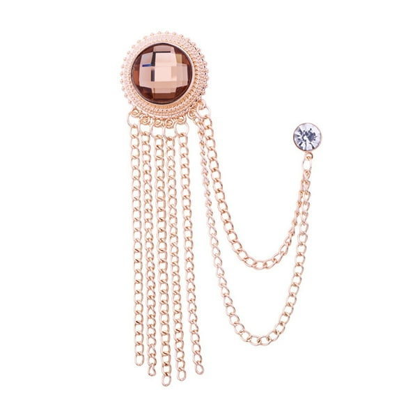 HUANLEDASH Badge Pin Sparkling Chain Electroplating Ornamental Vintage Dress Up Colorfast Men Suit Tassel Lapel Pin Jewelry Accessory