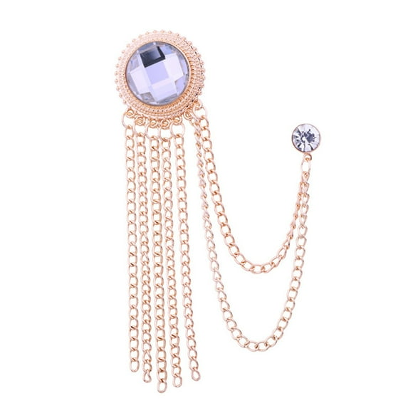 HUANLEDASH Badge Pin Sparkling Chain Electroplating Ornamental Vintage Dress Up Colorfast Men Suit Tassel Lapel Pin Jewelry Accessory