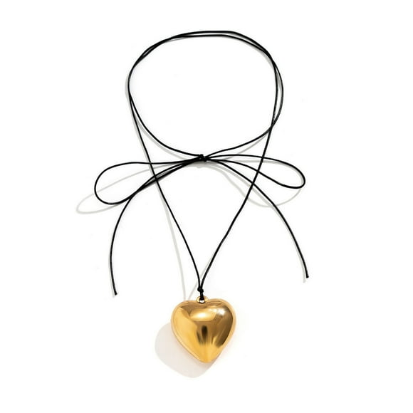 Big Love Pendant Necklace Adjustable Faux Leather Wax Rope Women Choker Necklace Jewelry Gift Accessories