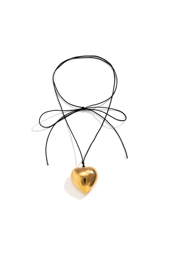 Big Love Pendant Necklace Adjustable Faux Leather Wax Rope Women Choker Necklace Jewelry Gift Accessories