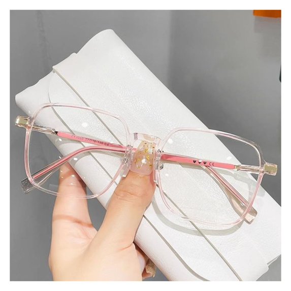 HUANLEDASH Blue Light Blocking Glasses Unisex Large Frame Clear View Strong Hinge Color-changing Transparent with Brim Eye Protection Clear Bluelight Glasses Spectacles