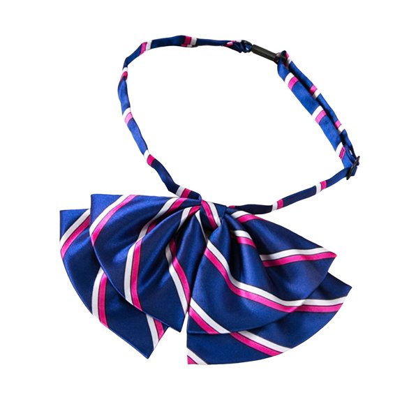 HUANLEDASH Bow Tie Striped Color-Blocked Double-Layer Neck Tie Banks Flight Attendants Business Attire Uniforms Pre-tied Bow Tie