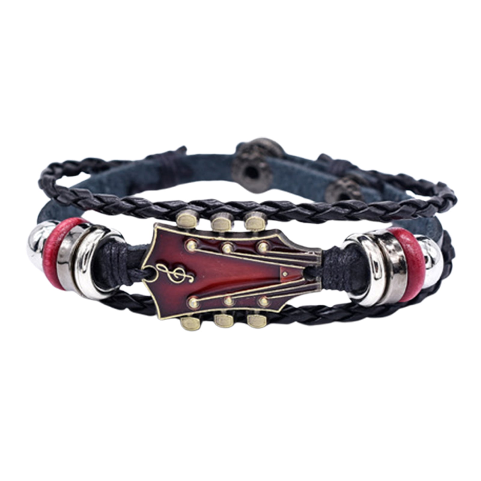 ESTINK 2Pcs Punk Wristband Vintage Wide Faux Leather With
