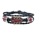 thumbnail image 1 of HUANLEDASH Braided Guitar Bracelet Zinc Alloy Adjustable Buckle Manual Woven Faux Leather 3-layered Punk Retro Wrist Jewelry, 1 of 1