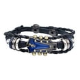 thumbnail image 1 of HUANLEDASH Braided Guitar Bracelet Zinc Alloy Adjustable Buckle Manual Woven Faux Leather 3-layered Punk Retro Wrist Jewelry, 1 of 1