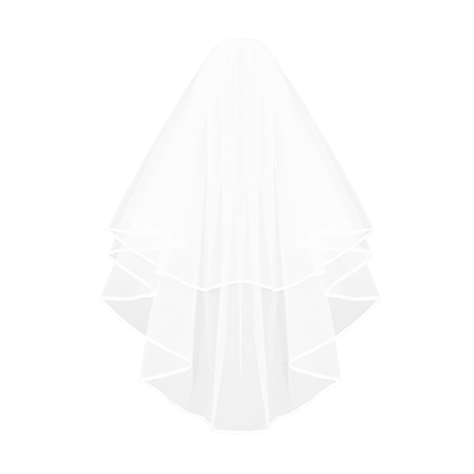 HUANLEDASH Bridal Veil Double-Layered Solid Color Ribbon Edge Design ...
